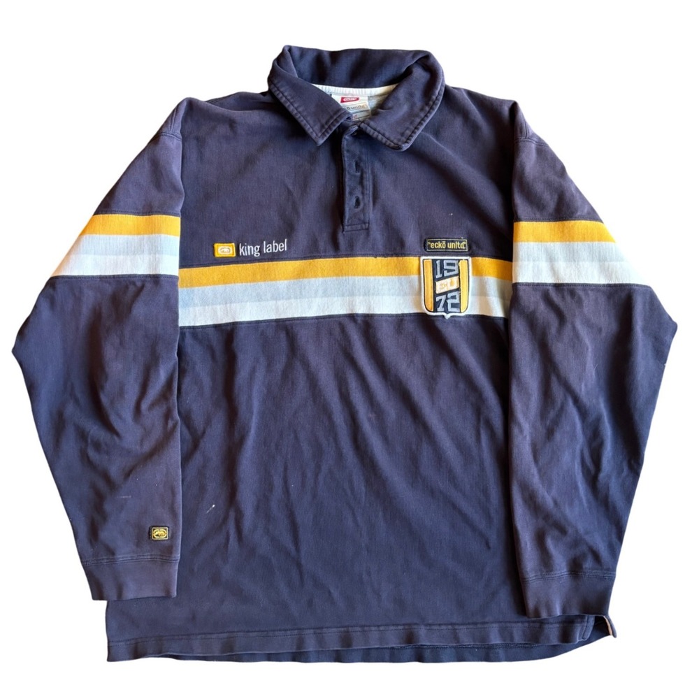 Y2K Ecko Unltd King Label Knit Rugby Polo Shirt Size M